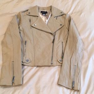 Moda genuine women’s leather motorcycle jacket